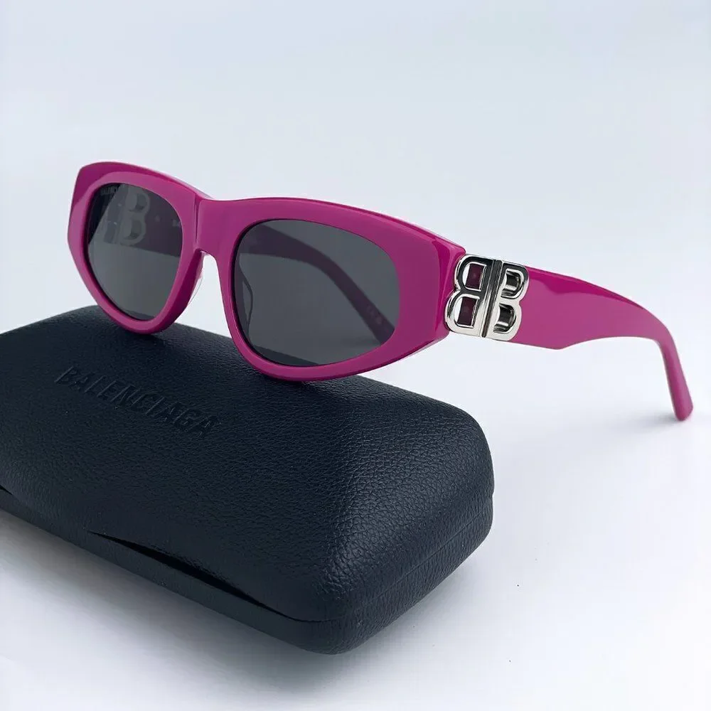 NEW Balenciaga BB0095S 017 Fuchsia Pink Silver Grey Cat Eye Unisex Sunglasses - Picture 3 of 13
